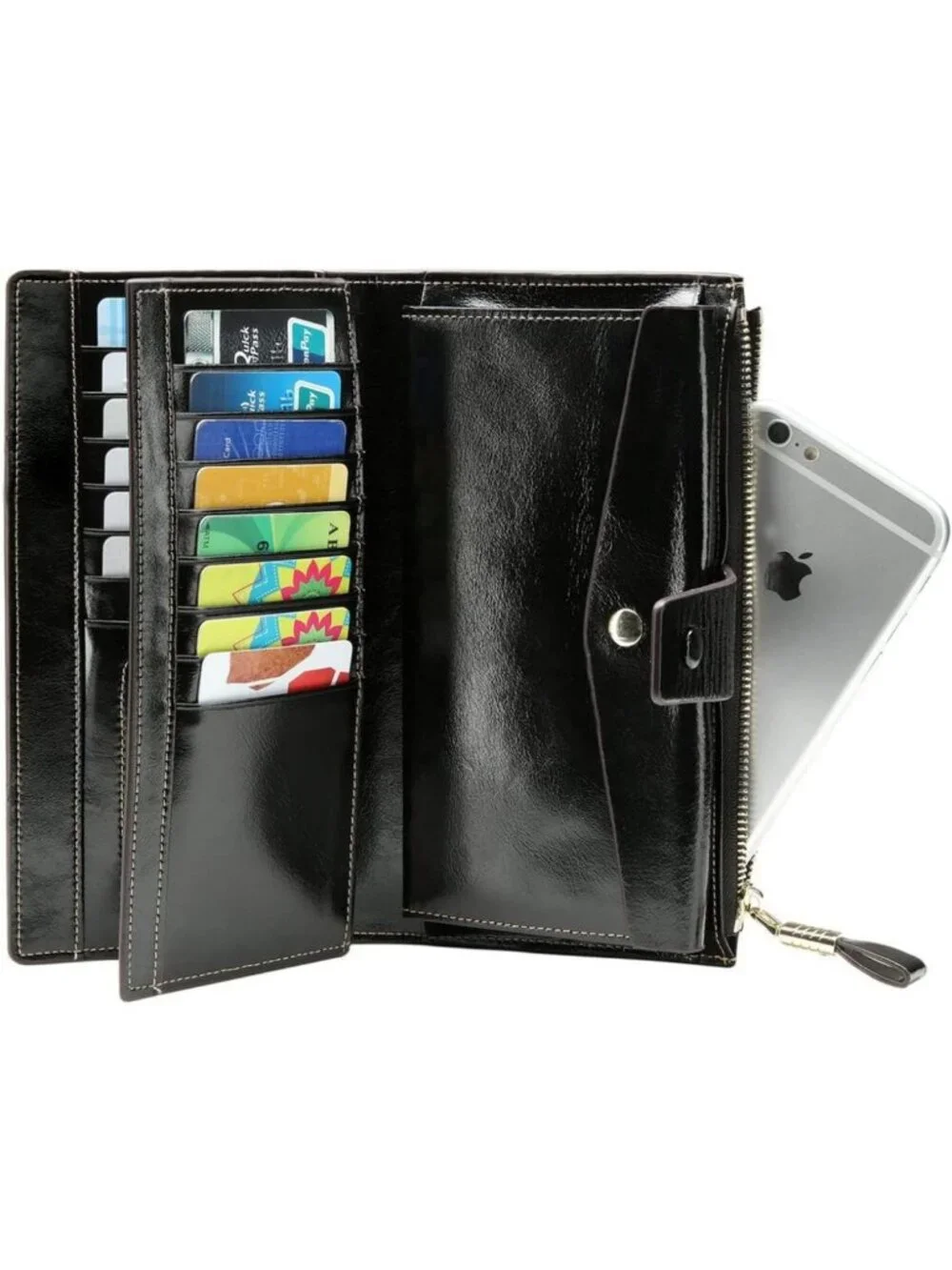 Luxury Genuine Leather RFID Blocking Wallet Clutch - Large Capacity Card Holder